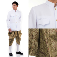 Brown White Traditional Thai Dress Thai Costume For Men THAI197